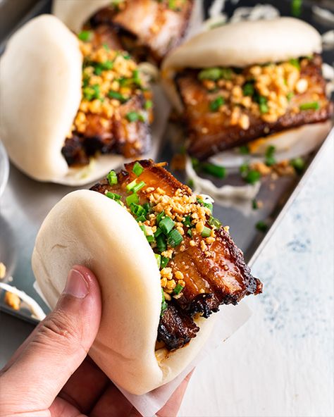 Thai-inspired food range. Marion's Kitchen is packed with simple and delicious Asian recipes and food ideas. Pork Belly Bao, Marion Grasby, Sticky Pork, Marion's Kitchen, Bao Buns, Bun Recipe, Steamed Buns, Pork Belly, Kitchen Recipes