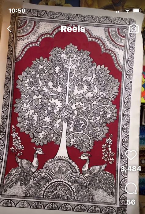 Large Madhubani Paintings, Kalamkari Drawing, Madhubani Paintings Traditional, Dubai Painting, Kalam Kari, Kalamkari Art, Colorful Art Paintings, Indian Traditional Paintings, Madhubani Paintings