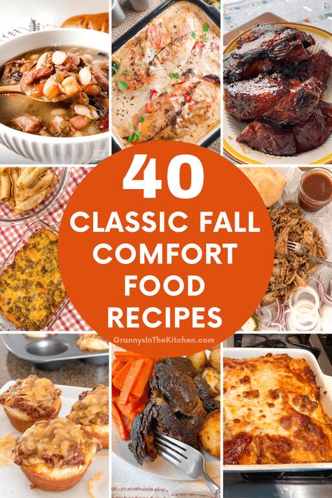 Fall comfort food meal ideas - soups, stews, roasts, and more! Dinner Recipes For Fall, Fall Comfort Food Recipes, Food Meal Ideas, Baked Spaghetti And Meatballs, Best Easy Dinner Recipes, Easy Pulled Pork, Recipes For Fall, Homemade Barbecue Sauce, Fall Comfort Food