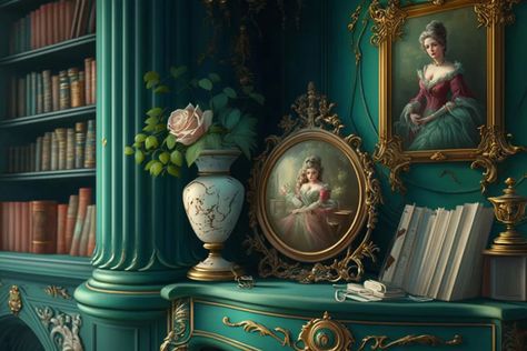 Rococo-inspired design French Country Paint Colors, Chateau Decor, Rococo Decor, French Ideas, Powder Room Design, Rococo, Powder Room, French Country, Beauty And The Beast