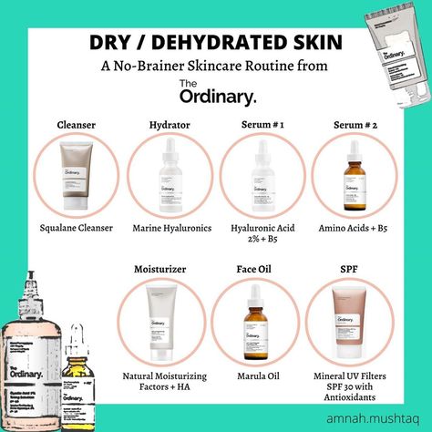 Dry Dehydrated Skin Routine, Skin Care Step By Step, Esthetician Life, Dry Skin Routine, The Ordinary Skincare Routine, The Ordinary Skincare, Beauty Tricks, Affordable Skin Care, Dry Sensitive Skin