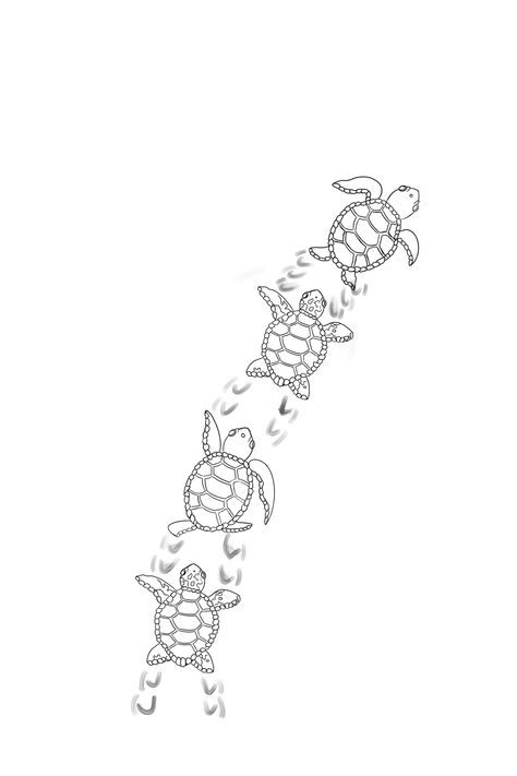 4 Sea Turtle Tattoo, 4 Turtles Tattoo, 2 Turtles Tattoo, Turtle Spine Tattoo, Turtle Tattoo Stencil, Sea Turtle Tattoo Simple, Cute Sea Turtle Drawing, Minimalist Turtle Tattoo, Fine Line Turtle Tattoo