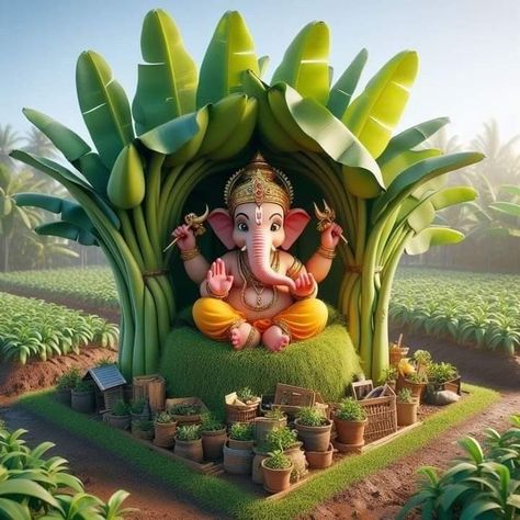 God Ganesha in beautiful greenary atmosphere Jai Ganesh Hd Image, Ganesha Wallpapers Hd Wallpaper, Lord Ganesh Hd Wallpaper, Drawing Shading Tutorial, Prabhas Drawing, Lord Ganesha Hd Wallpaper, Ganesha Wallpaper, Ganapati Idol, Shiva Images