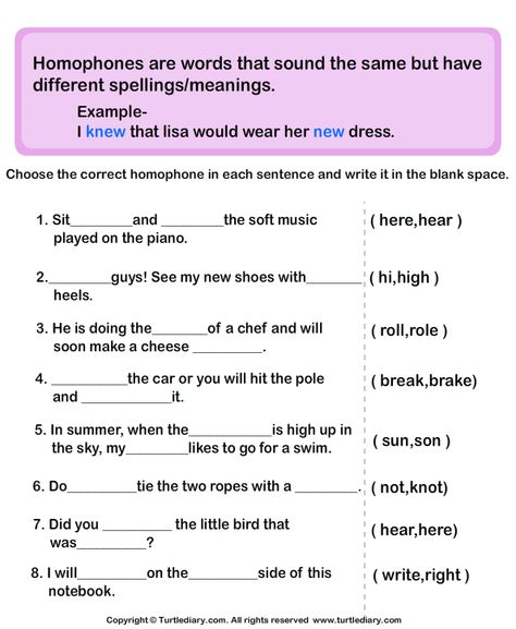 Choose the Correct Homophone Eng Grammar, Sentence Worksheet, Homophones Worksheets, Spelling Homework, Silent Letters, Advance English, Spelling Lessons, Ela Worksheets, English Worksheet