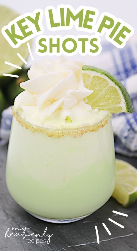 key lime pie shot Key Lime Pie Shots, Key Lime Pie Shot, Whipped Topping Recipe, Easy Key Lime Pie, Shots Alcohol Recipes, Key Lime Recipes, Key Lime Pie Easy, Whipped Vodka, Green Shot