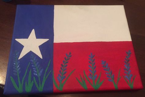 Diy Bluebonnet Painting, Texas Flag Art, Texas Flag Painting, Texas A&m Painting, Texas Sunset Painting, Texas Bluebonnets, Flag Painting, Texas Flags, Step By Step Painting