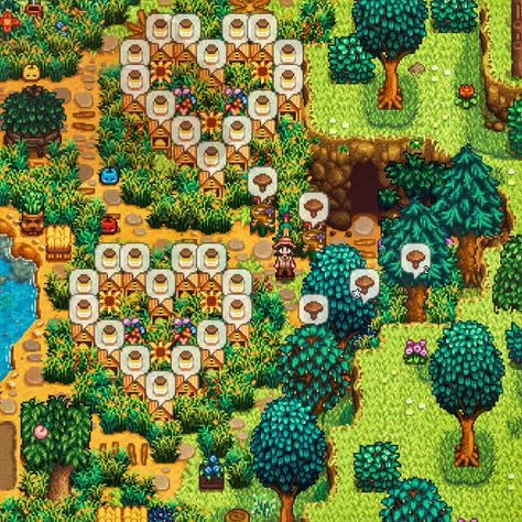 Emilia 🎮✨ (@emiliascozycorner) • Instagram photos and videos Honey Farm Stardew Valley, Stardew Honey Farm, Honey Stardew Valley, Stardew Valley Honey Farm, Stardew Honey Layout, Stardew Valley Honey Layout, Stardew Valley Honey, Stardew Layout, Stardew Ideas