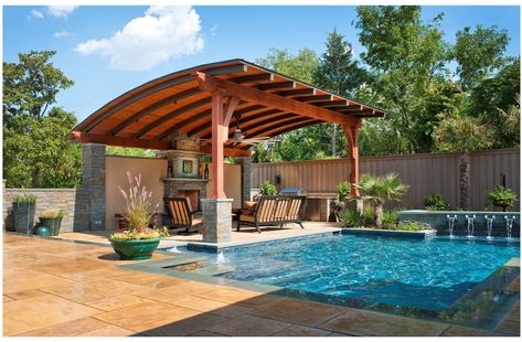 Southwest Fence & Deck Outdoor Seating and Fireplace Pool Side Cabana, Cabana Poolside, Pool Cabana Ideas, Cabana Ideas, Outdoor Pool Decor, Cabana Design, Pool Pergola, Pool Inspiration, Kolam Air