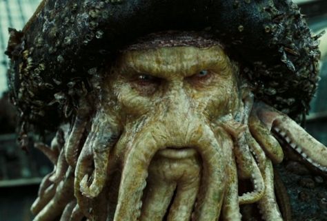 Davy Jones (Bill Nighy) became encrusted with sea life when he turned to "the dark side." | Pirates of the Caribbean Dead Men Tell No Tales Davy Jones Pirates, Canada Images, Captain My Captain, William Turner, Davy Jones, Captain Jack Sparrow, Captain Jack, Keith Richards, Jack Sparrow