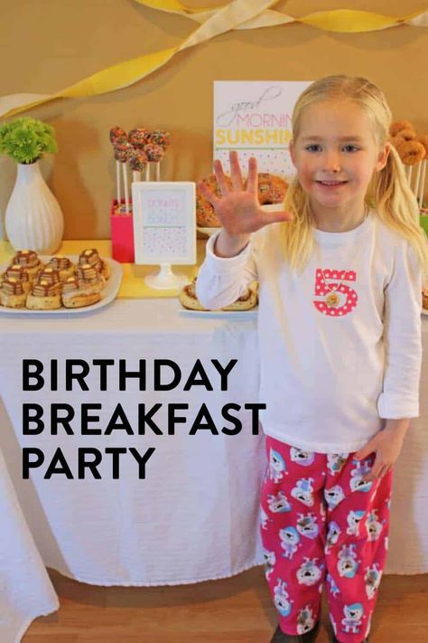 Morning Birthday Party, Baking Birthday Party Ideas, Cereal Buffet, Birthday Party Meals, Breakfast Birthday Party, Morning Birthday, Birthday Pjs, Baking Birthday Party, Party Breakfast