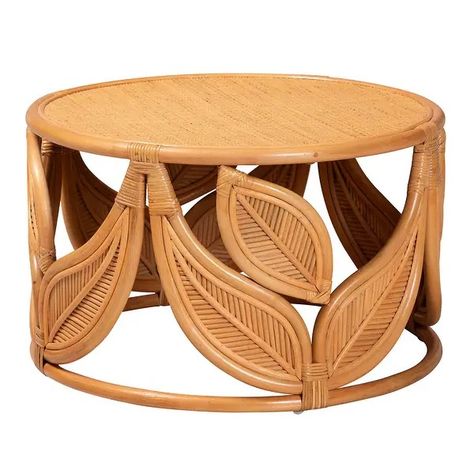 Raflesia Modern Bohemian Natural Rattan Coffee Table - Overstock - 40133362 Bohemian Living Room Coffee Tables, Bohemian Coffee Table, Honey Coffee, Bohemian Table, Wicker Coffee Table, Round Wood Coffee Table, Rattan Coffee Table, Beautiful Storage, Bohemian Living Room