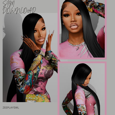 Sridevi Lara is the ultimate Sims 4 glam queen. This CC folder includes luxury-inspired black hair, edges, lashes, flawless makeup, skins, and designer-inspired outfits. Download her now on Patreon! #sims4cc #blacksimmer #urbanfashion Sims 4 Cc Boujee Furniture, Sims 4 Baddie Makeup, Sims 4 Cc Default Undies Replacement, Urban Cc Finds Sims 4, Free Mods Sims 4, Braces Sims 4 Cc, Black Sims 4 Cc Makeup, Sims 4 Loading Screen Urban, Sims 4 Cheetah Print Cc