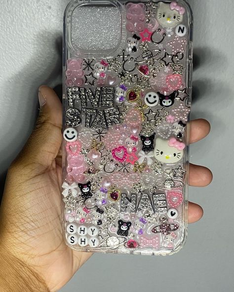 Pink and silver custom junk case dm me to order #explore #fyp #viral #blowthisup #junkcase #customcase #order #dmv #junkcasesbyadria #order #instagram #explore #fyp #viral #blowthisup #foryou Bling Phone Cases Diy, Junk Case, Organize Phone Apps, Bling Phone Cases, Phone Inspiration, Cases Diy, Pink And Silver, Diy Phone, Phone Apps