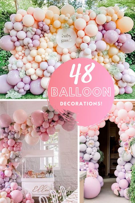 Here are the best balloon decoration ideas to inspire your next balloon arch, balloon backdrop, and balloon garland. Celebrate any birthday or baby shower with these fun balloon ideas. Click the link to discover more ways to decorate your next party with balloons. #balloondecorations #birthdayballoons #babyshowerballoons #balloonnumbers #balloonarches #babyshowerdecor #babyshoweideas #balloonwall #balloonarch #Kidsbirthdayballoons #pinkballoons #weddingballoons Pretty Balloon Arch, Different Balloon Arches, Balloon Garland Inspiration, Balloon Arch Outside, Bridal Shower Balloon Ideas, Balloon Arch Bridal Shower Diy, Birthday Balloon Arch Ideas, Tea Party Balloon Garland, Bridal Shower Balloon Garland