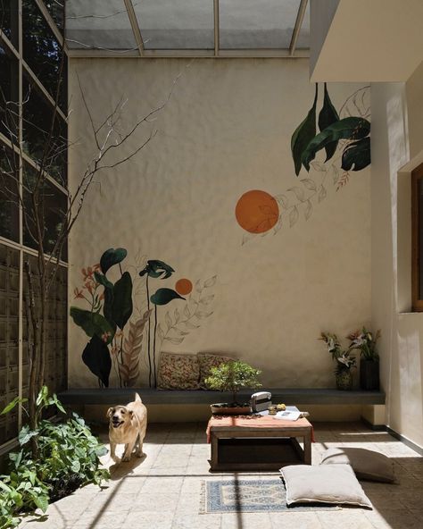 Zen Interior Design, Indian Wall Art, India Home Decor, Indian Home Design, Indian Home Interior, Simple Wall Decor, Zen Style, Interior Wall Design, Wall Decor Design