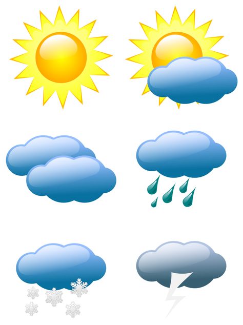 Weather Symbols Icons Clip Art Weather Poem, Weather Clipart, Weather Song, Weather Words, Weather Chart, Weather Unit, Weather Symbols, First Grade Science, Kids Poems