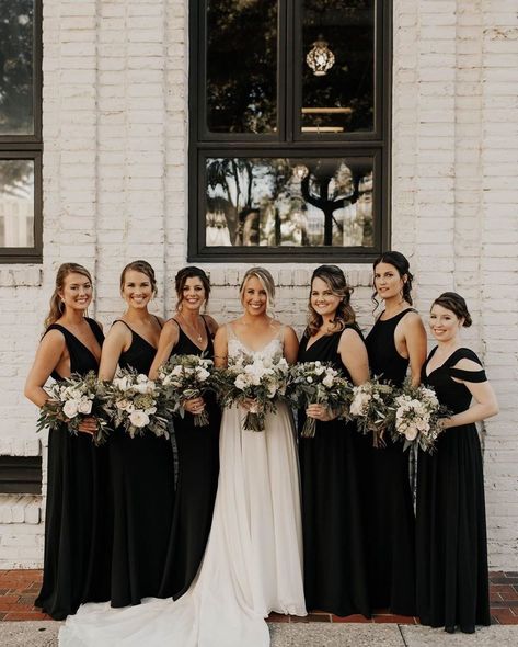 Lulus Weddings’s Instagram profile post: “this bridesmaid crew is keeping it classic with an assortment of our black bridesmaids dresses 🖤💫#lulusweddings #lovelulus via…” Black Bridesmaid Dresses Fall, Black Bridesmaids Dresses, Dress Georgette, Backyard Wedding Ceremony, Small Backyard Wedding, Black Bridesmaid, Black Bridesmaids, Full Maxi Skirt, Perfect Bridesmaid Dress