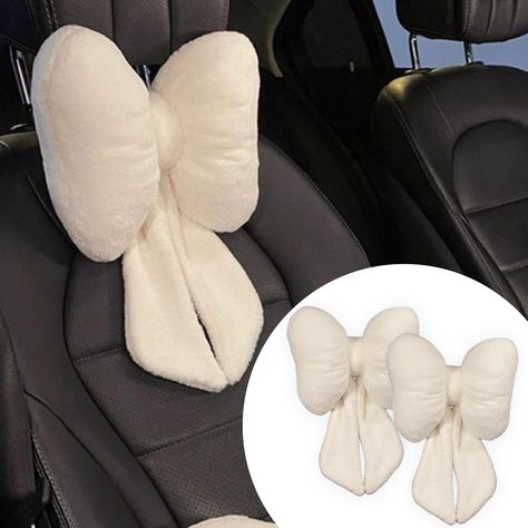 PRICES MAY VARY. 【Appealing Design】Adorned with a fluffy butterfly knot, this headrest exudes a cute, girly charm, adding an elegant and adorable touch to your car's interior. 【Material】Made of plush fabric, it provides a soft and comfortable feel, perfect for easing fatigue during long drives. 【Filling】Filled with high-quality PP cotton known for its good resilience, ensuring the pillow retains its shape and provides effective neck support. 【Ease of Installation】Features an elastic buckle desig Cute Car Things, Pretty Car Interior, Cute Car Decorations Interior, Car Decorations Interior Girly, Decorated Car Interior, Cozy Car Interior, Cute Cars Accessories, Car Accessories For Girls Interior, Plush Butterfly