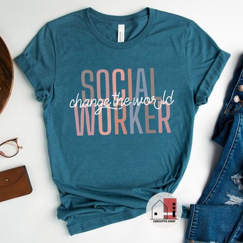 Social Worker Gift, Social workers change the world, Social Work Graduation Gift, School Social Worker Shirt Rainbow,Unisex and Women shirt. https://etsy.me/3dcTPVv #shortsleeve #socialworkergift #socialworker #graduationgift #appreciationgift #socialworkmonth #changet