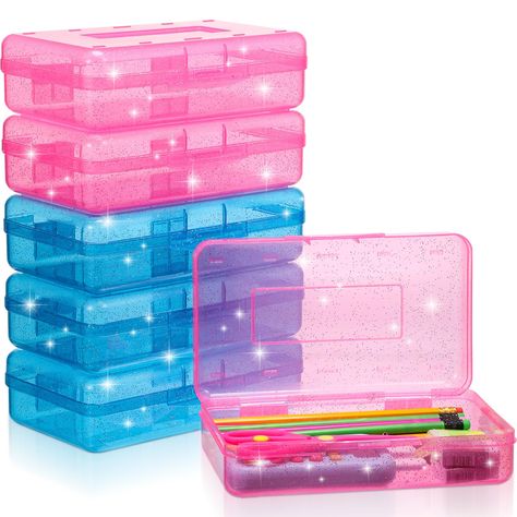 PRICES MAY VARY. Large Capacity: measuring about 8.1 x 4.8 x 2.3 inches/ 20.5 x 12 x 6 cm; Enough space for neatly storing pens, pencils, small note pads, crayons, sticky notes, scissors, markers, and more; Our large capacity plastic pencil boxes make suitable containers for your writing utensils and other school or office supplies Quality Material: this glitter translucent pencil box is made from a durable and lightweight plastic material that stands up to everyday use and offers long lasting r Plastic Pencil Box, Random Products, Cardboard House, Writing Utensils, Note Pads, Desk Supplies, Pencil Box, Pencil Boxes, Pens Pencils