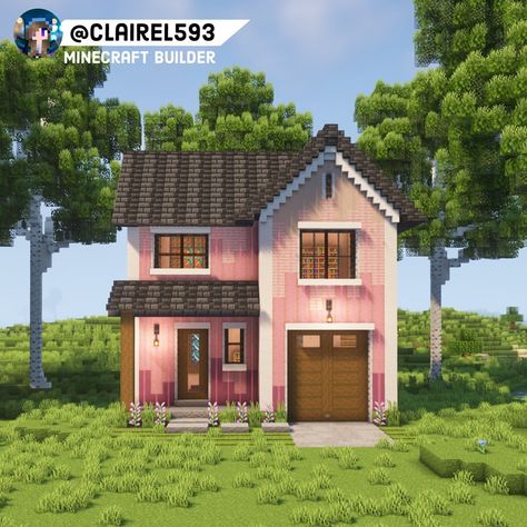 Claire1593 on Instagram: “Cherry Suburban House The walls are magenta terracotta, stripped cherry wood, cherry planks, and white terracotta, btw. Should I make…” Minecraft Suburban House, Pink Minecraft House, Pink Minecraft, Zicxa Photos, Minecraft Town, Minecraft Houses Survival, Rumah Minecraft Sederhana, Minecraft Blocks, Minecraft Interior Design