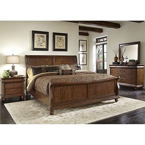 Bed Night, King Sleigh Bed, Queen Sleigh Bed, Sleigh Bedroom Set, Three Drawer Nightstand, Bed Stand, Furniture Rustic, Sleigh Bed, Sleigh Beds