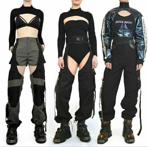 Retro Cyberpunk Fashion, Urban Goth Fashion, Flashy Outfits Men, Cyberpunk Fashion Futuristic Clothing, Cyberpunk Outfit Aesthetic, Cyberpunk Aesthetic Fashion, Asymmetric Outfit, Assless Chaps, Cyberpunk Look