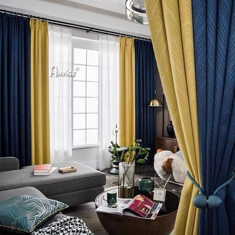 Closet Furniture, Curtains Decor, Yellow Curtains, Plain Curtains, Curtain Tiebacks, Luxury Curtains, Stylish Curtains, Living Room Balcony, Blue Curtains