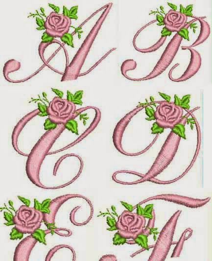 Alphabet Fonts For Embroidery, Embroidery Roses Pattern, Free Machine Embroidery Designs Pes, Alphabet Embroidery Patterns Letters, Embroidery Patterns Alphabet, Machine Embroidery Designs Flowers, Embroidery Fonts Free, Free Embroidery Designs Pes, Machine Embroidery Alphabet