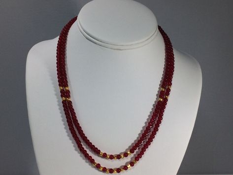 Delicate Jewelry Necklace, Gold Ruby Necklace, Ruby Jewelry Necklaces, November Birthstone Necklace, Necklace Ruby, Gold Jewelry Simple Necklace, Pearl Necklace Designs, Beaded Necklace Designs, Necklace Birthstone