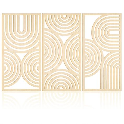 PRICES MAY VARY. Wood Hollow Panels Geometric Wall Art Set: 3 pieces wood wall arts, designed in different styles with hollow; Sufficient quantities and diverse styles can easily meet your daily decoration needs, and you can decorate them together or separately to add more elegance to your space. Size for Easy Displaying: our boho decor accents are about 40.64*81.28cm/16 x 32 inches in size, suitable for hanging on walls,to make your guests notice your decorations at a glance,adding more colors Wall Art For Kitchen, Shapes Wall Art, Art For Kitchen, Boho Bathroom, Wall Art Boho, Textured Art, Geometric Wall Art, Decor Accents, Wall Arts