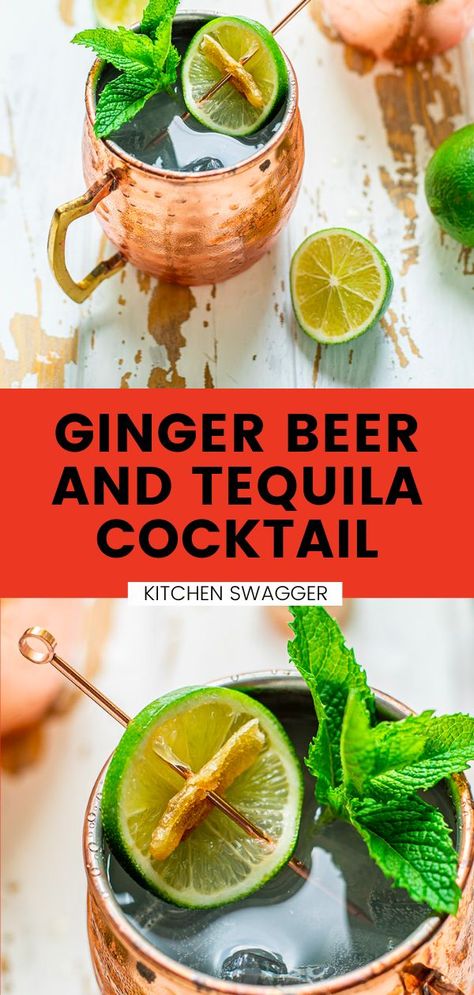 Tequila Mule, Ginger Beer Drinks, Classic Tequila Cocktails, Classic Vodka Cocktails, Beer Cocktail Recipes, Ginger Beer Cocktail, Tequila Recipe, Brandy Cocktails, Mezcal Cocktails