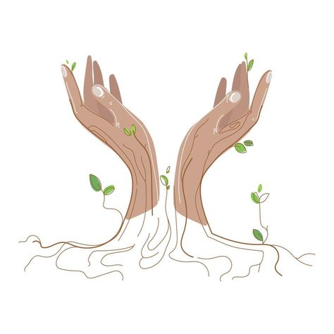 Hands Vector Illustration, Roots Illustration, Roots Logo, Polka Dot Classroom, Hands Vector, White Background Design, Female Hands, Hand Tattoos For Women, Open Hands