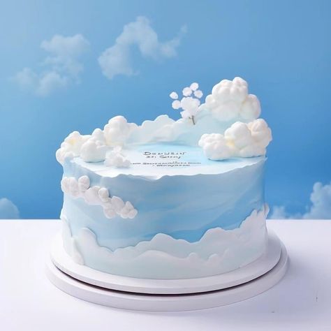 Sky Cake Cloud, Cake With Clouds, Clouds Birthday Theme, On Cloud 9 Birthday Cake, Blue Colour Cake Designs, Cloud Cake Ideas, 9th Birthday Cake, Sailing Lessons, Funny Birthday Cakes