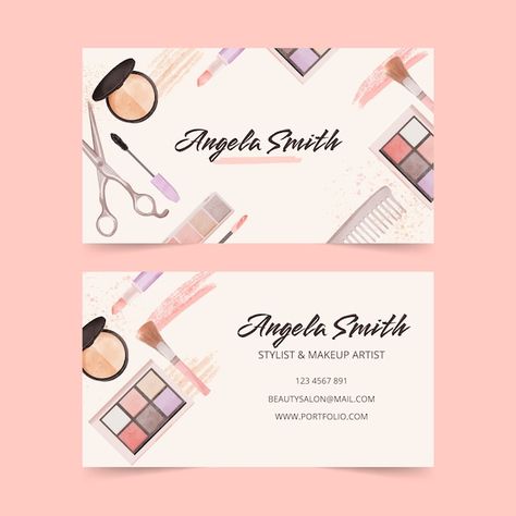 Free vector watercolor beauty salon hori... | Free Vector #Freepik #freevector #salon-visiting-card #watercolor-business-card #beauty-business-card #salon-business-card Beauty Salon Card Design, Beauty Business Cards Salons, Business Cards Beauty, Visiting Card Templates, Watercolor Business, Beauty Salon Business Cards, Visit Card, Salon Pictures, Beauty Business Cards