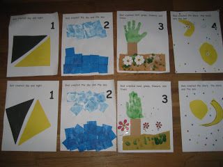 The Preschool Experiment: The End of The Beginning! Creation story lessons Creation Activities, Preschool Bible Lessons, Bible Story Crafts, Days Of Creation, Preschool Bible, Creation Story, Church Crafts, Creation Crafts, Bible Activities