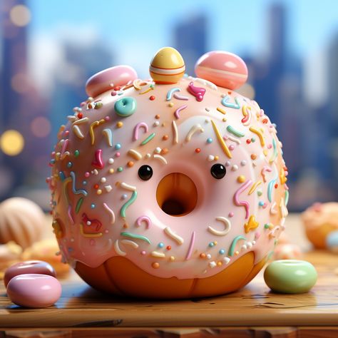 Donut Character, 3d Donut, Animal Cartoons, Candyland Cake, Donut Art, Colorful Donuts, Cartoon Drawings Of Animals, Cute Donuts, Funny Cups