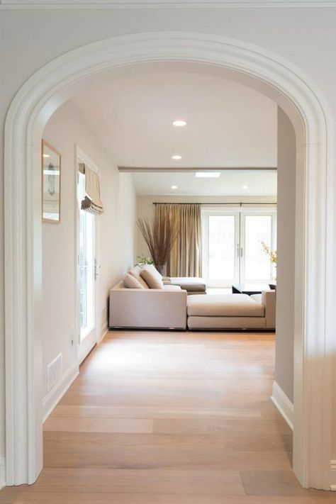 Trimmed Archway, Arch Ways In Home, Archway Trim, Arch Hallway, Archway Molding, Archways In Homes, Arch Entryway, Arched Doorway, Arch Trim