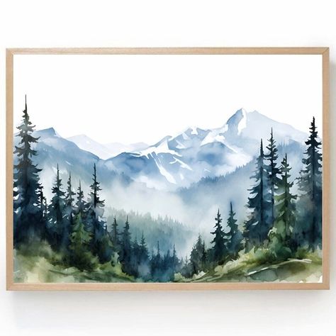 North Carolina Mountain Art Print Pine Trees Watercolor Painting Mount Mitchell State Park Evergreen Forest Poster Misty Minimalist Wall Art - Etsy Ирландия Trees Watercolor Painting, Landscape Watercolour, Trees Watercolor, Forest Poster, Tree Watercolor Painting, Mountain Art Print, Watercolor Art Paintings, Panoramic Wall Art, Evergreen Forest