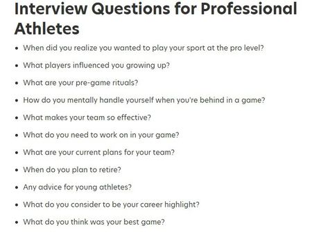 School Interview Questions, Interview Questions To Ask, School Interview, Professional Athlete, Interview Questions, Questions To Ask, Yearbook, Best Games, Middle School