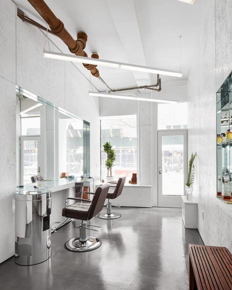 Architecture studio Also Office completes Minor Rose hair salon interior in New York Lo Aesthetic, Minimalist Salon, Barbershop Design Interior, Barber Shop Interior, Narrow Lot House, Hair Salon Interior, Office Architecture, Barbershop Design, Interior Design Dubai