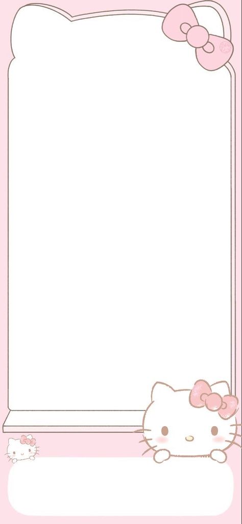 Iphone Wallpaper With Border, Hello Kitty School Wallpaper, Pink Background Hello Kitty, Hello Kitty Home Screen Wallpaper, Hello Kitty Homescreen Wallpaper, Hello Kitty Bow Wallpaper, Sanrio Pink Wallpaper, Homescreen Hello Kitty, Sanrio Home Screen