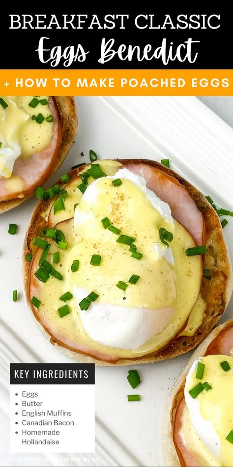 Eggs Benedict with homemade Hollandaise sauce is the ultimate in luxury breakfast dishes. We make it easy for you as we show you how to create the dish from scratch including how to achieve the perfect poached egg! Luxury Breakfast, Poach An Egg, Homemade Hollandaise Sauce, Perfect Poached Eggs, How To Make Eggs, Canadian Bacon, Hollandaise Sauce, Bechamel Sauce, Poached Egg