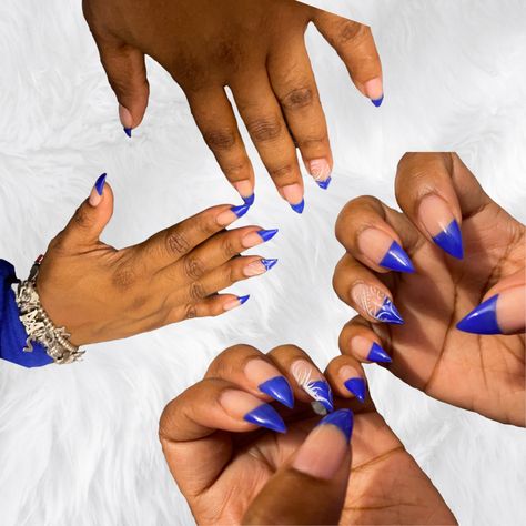 #zetaphibeta inspired nail art. Zeta Phi Beta Nails, Zeta Phi Beta Nail Designs, Zeta Nails, Nails Royal Blue, Nails Blue And White, Zeta Phi Beta Artwork, Zeta Phi Beta Sisterhood, Zeta Phi Beta Tumbler, Zeta Phi Beta Jersey