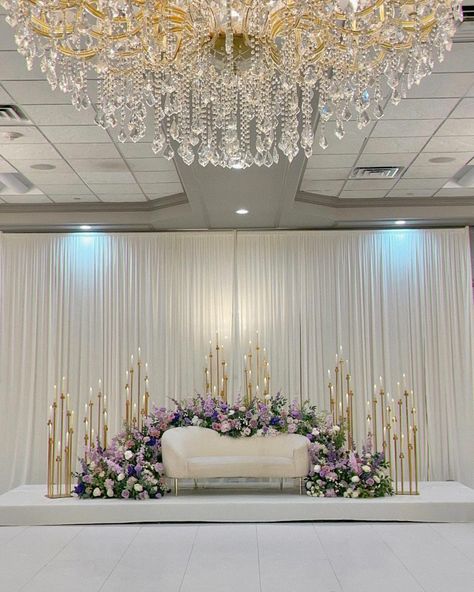 Wedding Couple Seating Decor, Simple Reception Backdrop, Malay Wedding Pelamin Simple, Simple Wedding Stage, Wedding Centerpieces Elegant, Event Space Decor, Bride Groom Table, Wedding Stage Decor, Wedding Card Frames