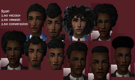 sims2 male afro Sims 2 Black Cc, Sims 2 Male Hair, Sims 2 Black Hair, Sims 2 Afro Hair, Male Afro, Sims 2 Makeup, Sims2 Cc, Black Simmer, Hair Box Braids