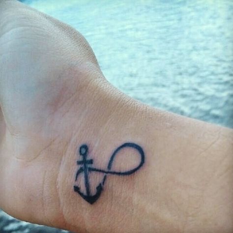 Family Anchor Tattoos, Infinity Tattoo Meaning, Infinity Anchor Tattoo, Anchor Tattoo Wrist, Tattoo Infinity, Infinity Anchor, Tattoo Foot, Small Anchor, Anchor Tattoo Design