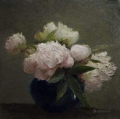 Harmonious Peonies by Richard Kochenash, Oil, 12 x 12 Ukrainian Art, Southwest Art, Personal Portfolio, Instagram Blog, Artist Websites, Magazine Art, Floral Painting, New Art, Peonies