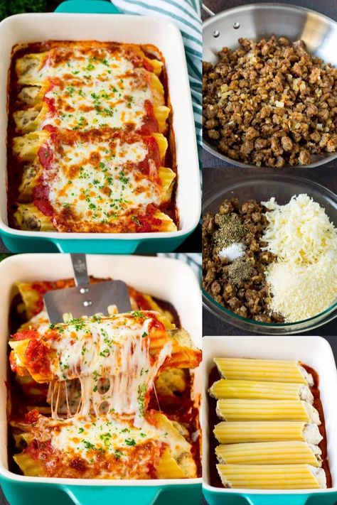 Meat Manicotti Recipe, Sausage Manicotti Recipe, Meat Manicotti, Easy Manicotti Recipe, Baked Manicotti, Manicotti Recipe, Meat Sauce Recipes, Italian Sausage Recipes, Pasta Dinners