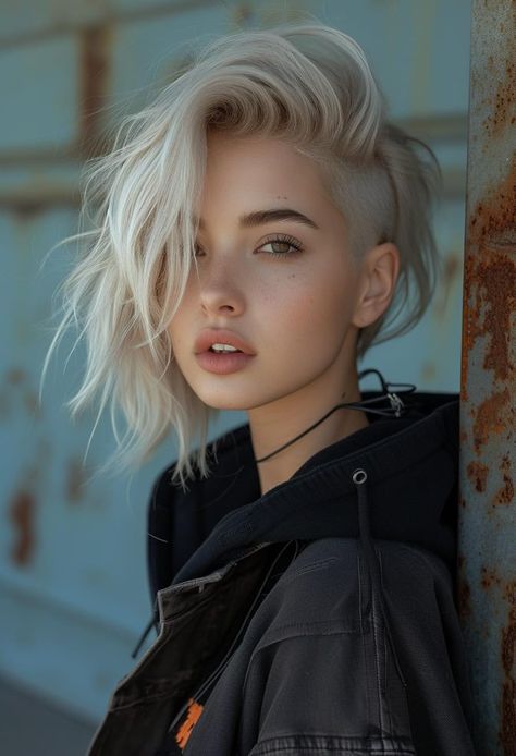 Edgy Short Haircuts, 얼굴 드로잉, Short Blonde, Hair Reference, Short Blonde Hair, Hair Inspiration Color, Shaved Hair, Hair Designs, Pretty Hairstyles